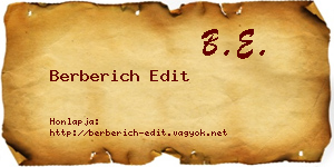 Berberich Edit névjegykártya